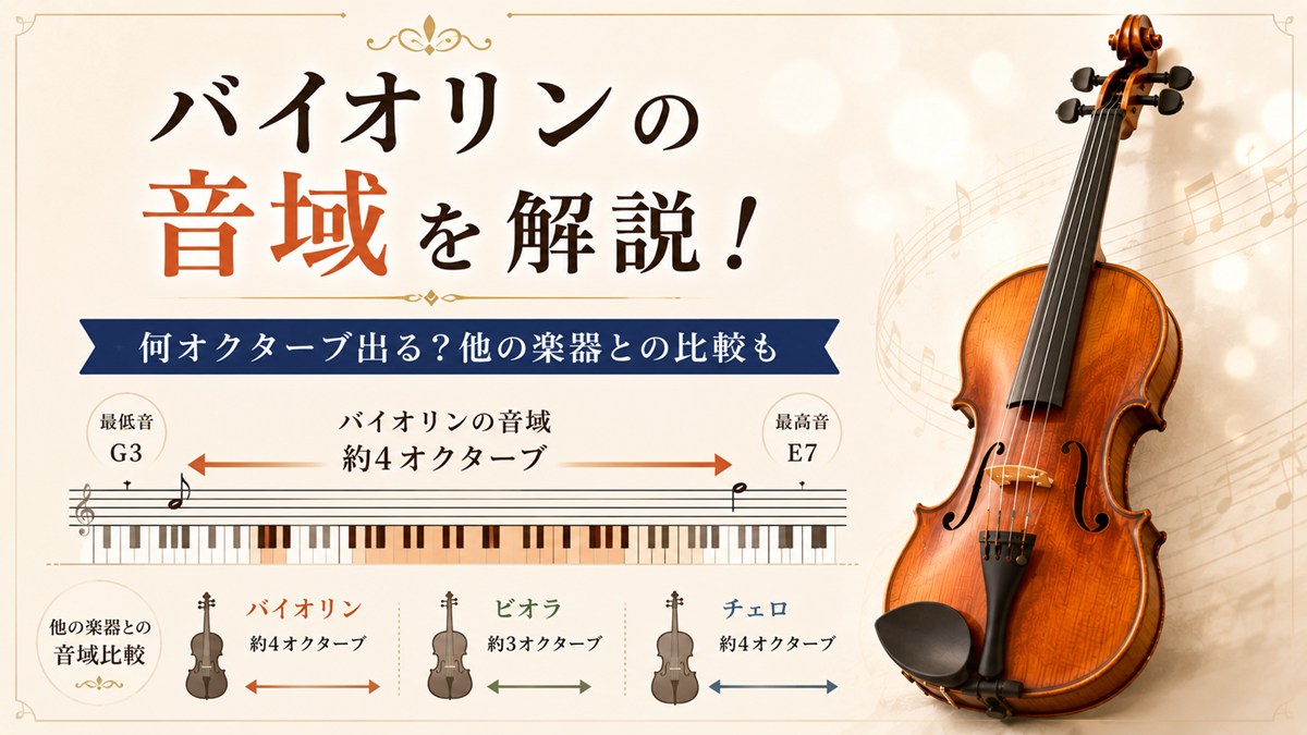 バイオリンの音域を初心者向けに解説!何オクターブ出る?他の楽器との比較も